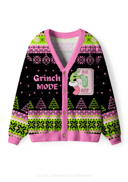 On Off Mode Y2K Christmas Cardigan Knit Sweatshirt Cherrykitten