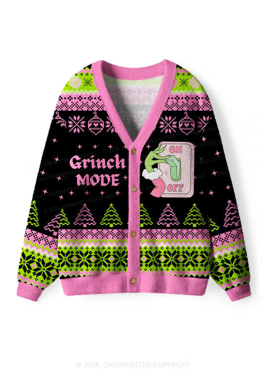 On Off Mode Y2K Christmas Cardigan Knit Sweatshirt Cherrykitten
