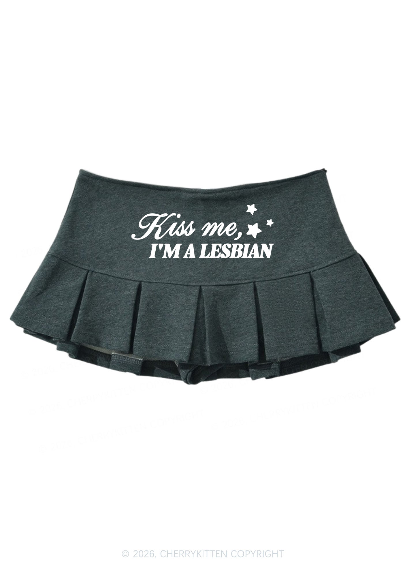 Kiss Me Im A Lesbian Pride Y2K Mini Pleated Skirts Cherrykitten