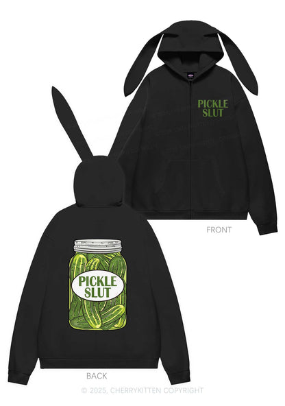 Pickle Slxt Y2K Bunny Ear Zip Hoodie Cherrykitten