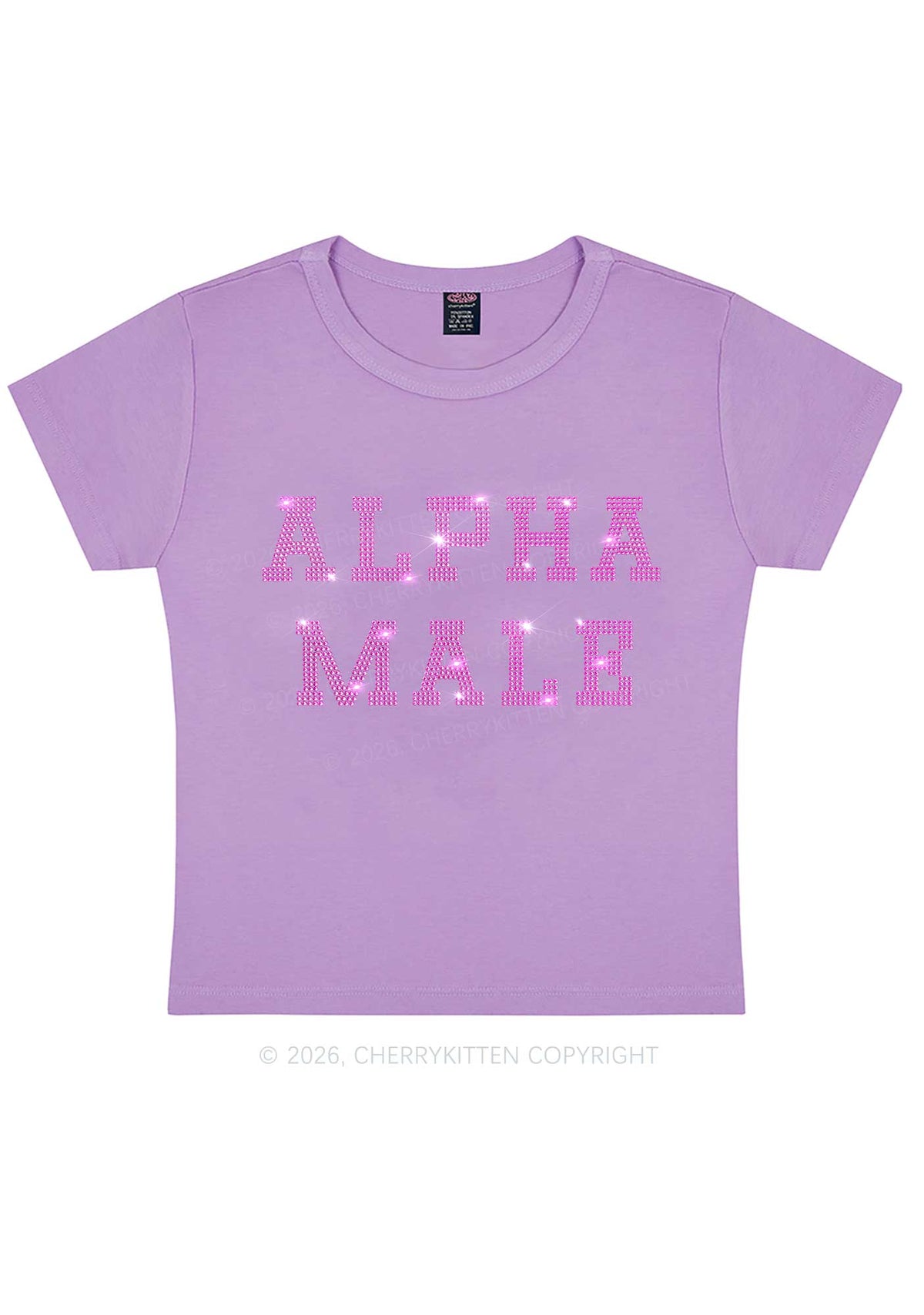 Rhinestone Pink Alpha Male Y2K Baby Tee Cherrykitten