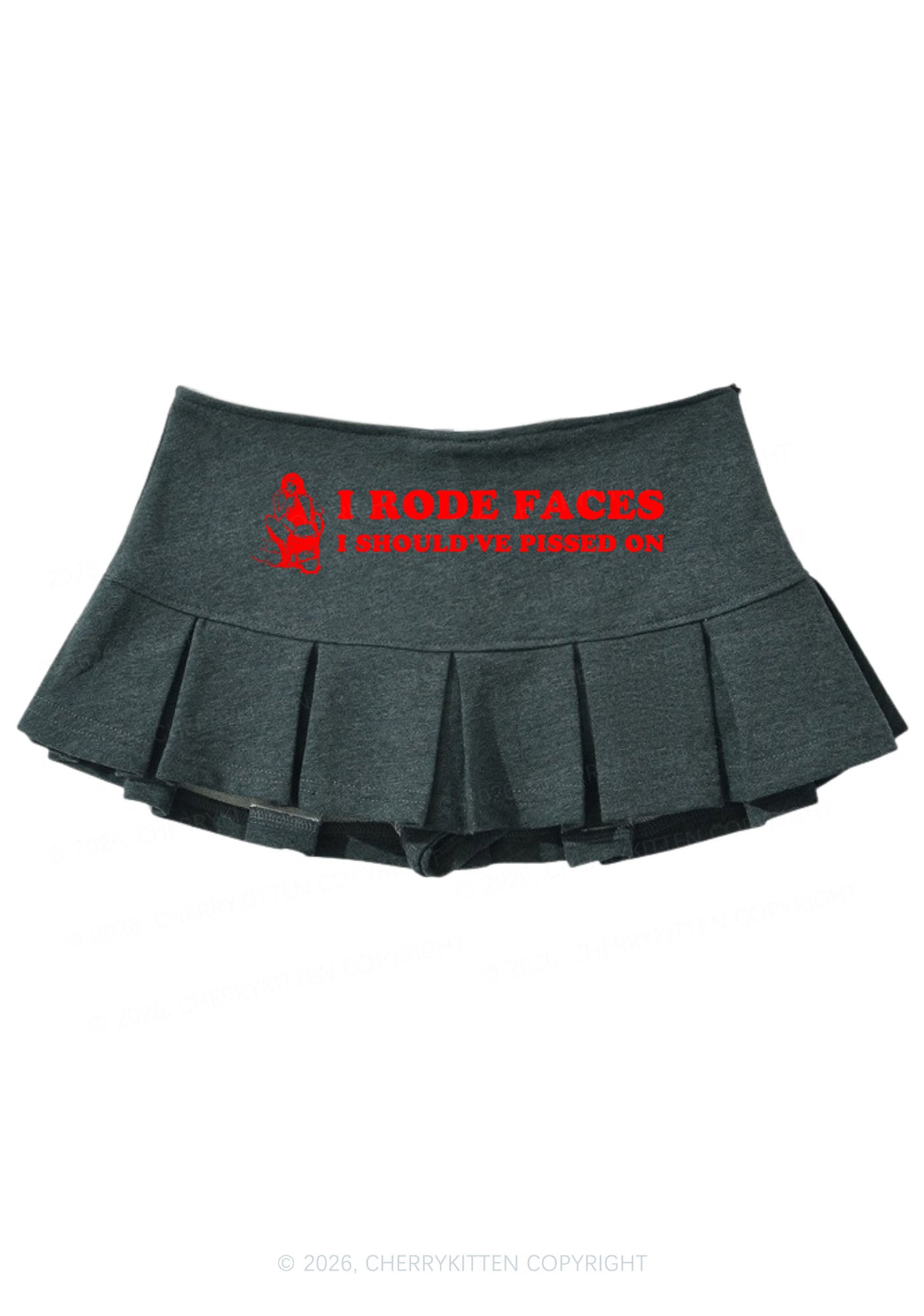 I Rode Faces Y2K Mini Pleated Skirts Cherrykitten