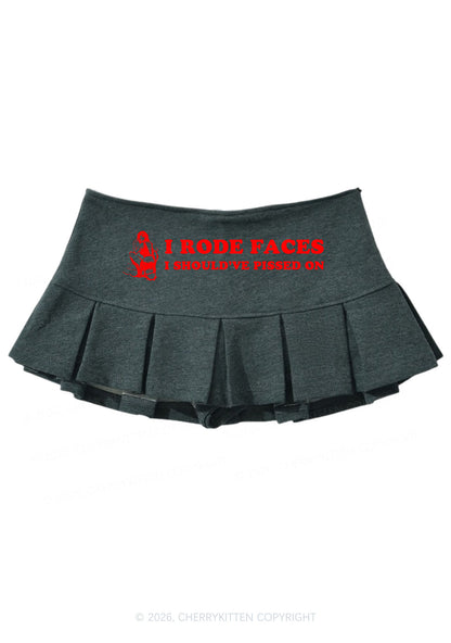 I Rode Faces Y2K Mini Pleated Skirts Cherrykitten