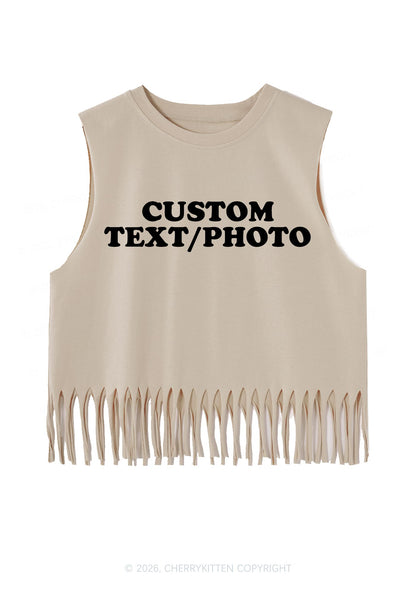 Custom Personalized Text Y2K Fringe Tank Top Cherrykitten