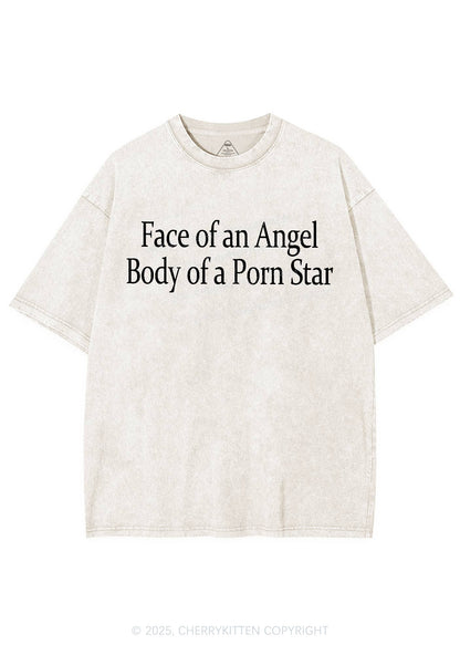 Face Of An Angel Body Of A Pxrn Star Y2K Shirts Washed Tee Cherrykitten