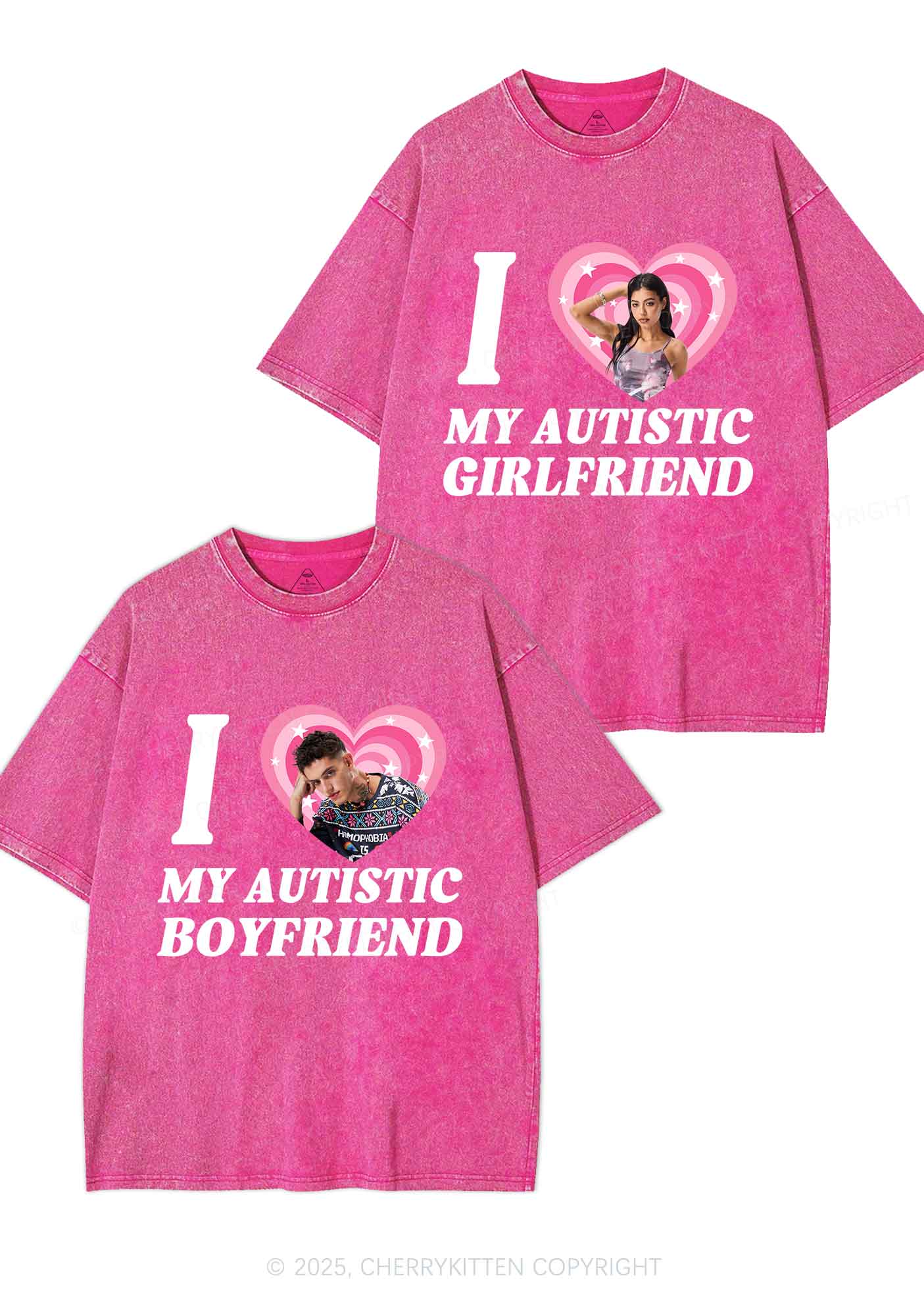 Custom My Autistic BF GF Y2K Valentine's Day Washed Tee Cherrykitten