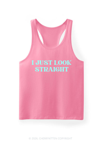 I Just Look Straight Pride Y2K Men Racerback Tank Top Cherrykitten