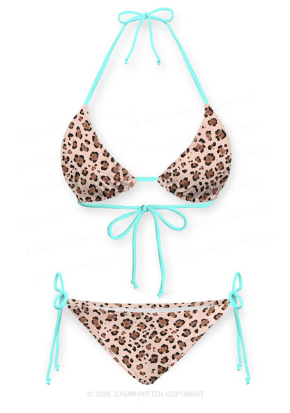 Mint Leopard Y2K Print Bikini Set Cherrykitten