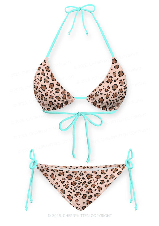 Mint Leopard Y2K Print Bikini Set Cherrykitten