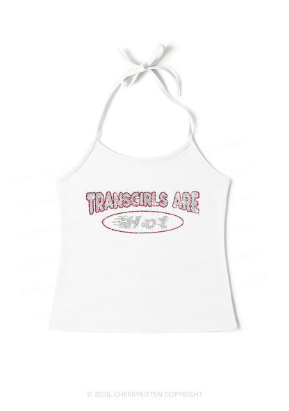 Rhinestone Transgirls Are Hot Pride Y2K Halter Neck Cami Cherrykitten