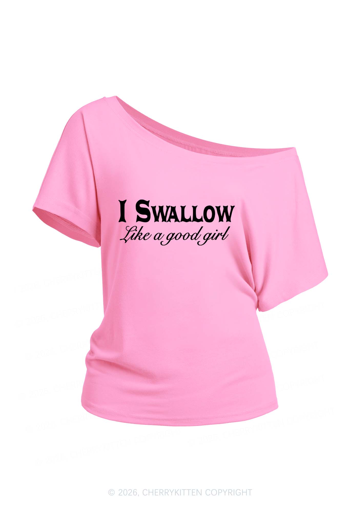 Swallow Like Good Girl Y2K Off Shoulder Tee Cherrykitten