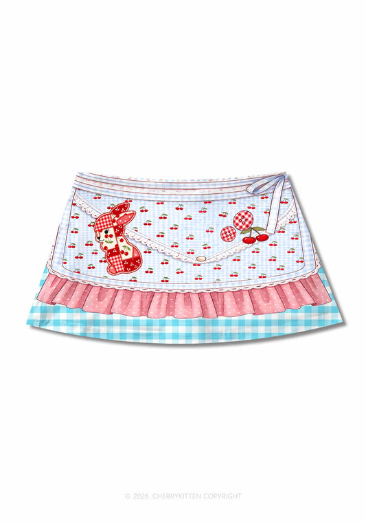 Cherry Bunny Apron Y2K Print Mini Skirt Cherrykitten