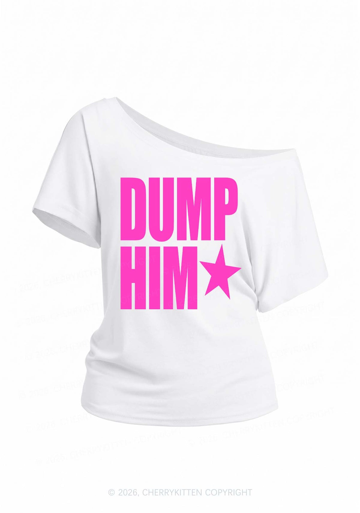 Dump Him Y2K Off Shoulder Tee Cherrykitten