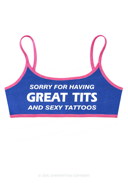 Sorry For Great Txts And Sexy Tattoos Y2K Super Crop Cami Cherrykitten