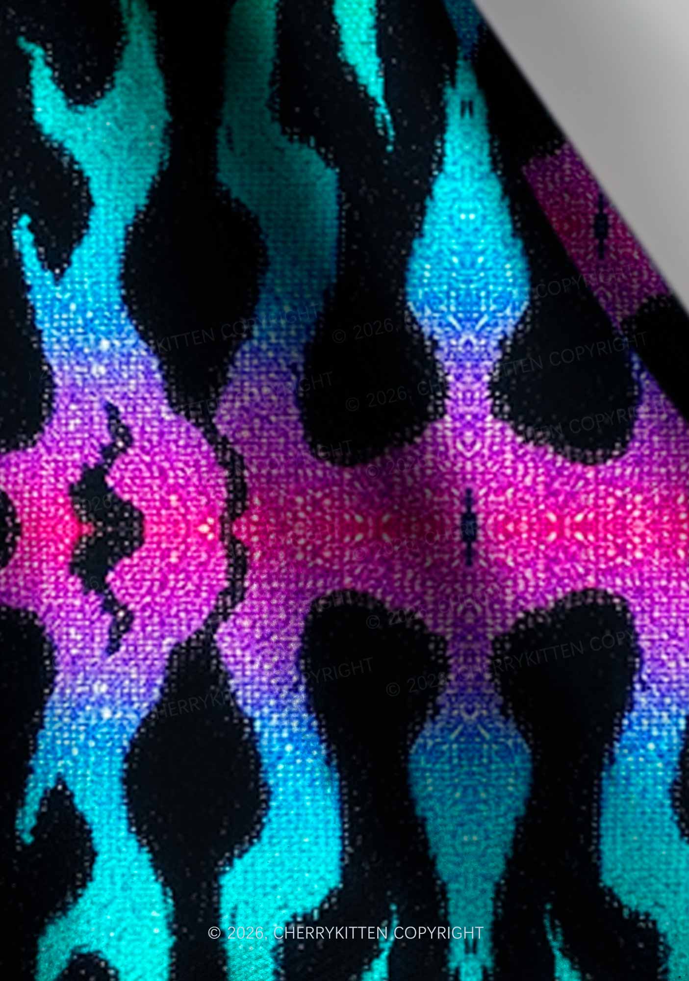 Rainbow Flame Pride Y2K Print Headband Cherrykitten