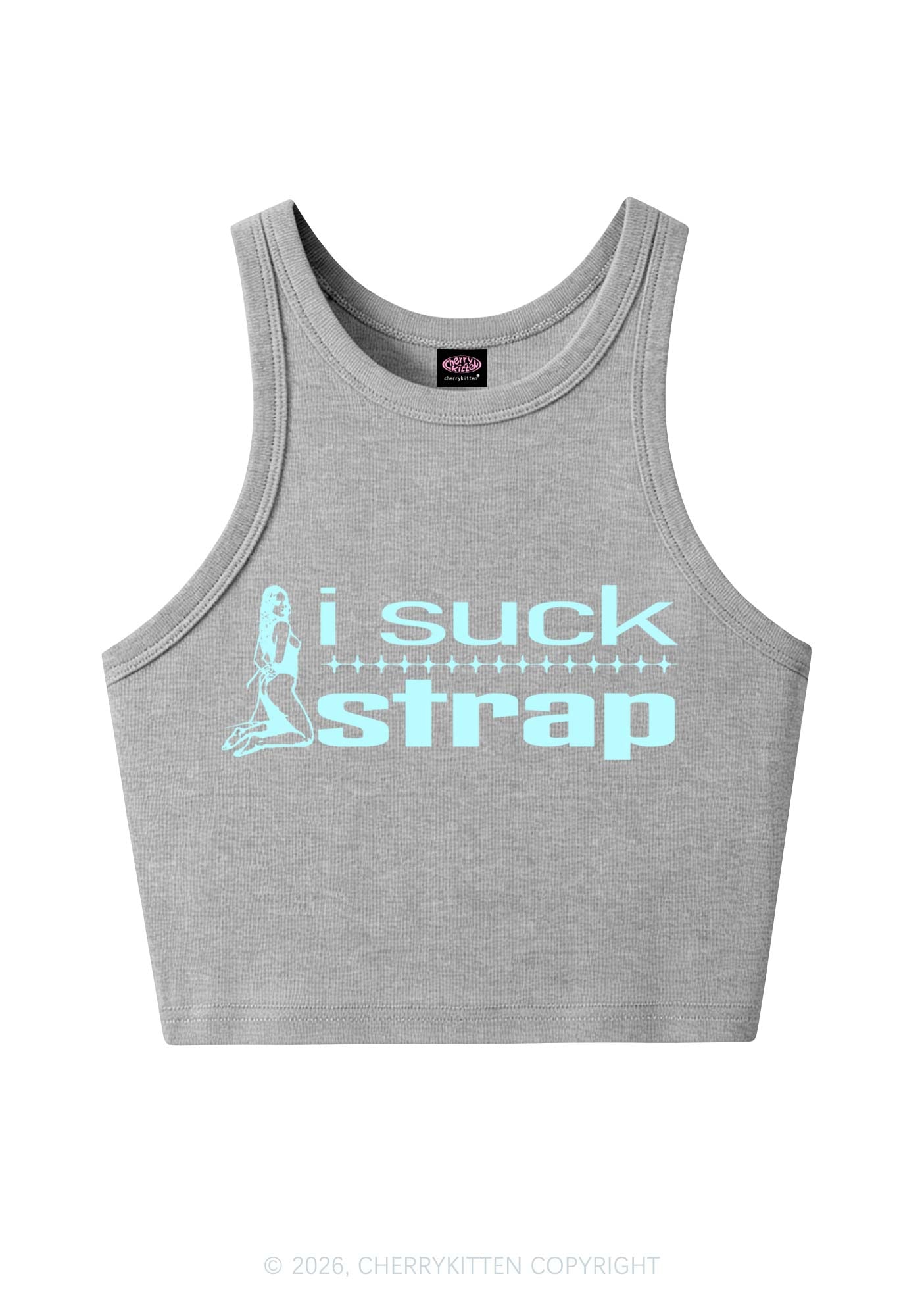 I Suck Strap Y2K Crop Tank Top Cherrykitten