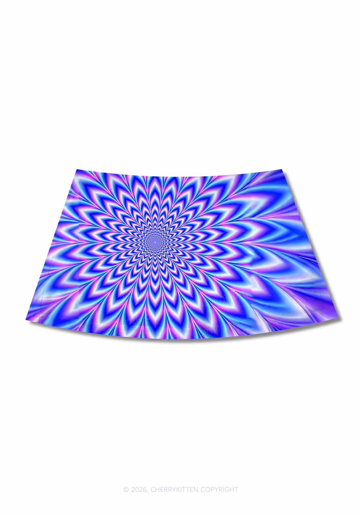 Blue Vortex Optical Illusion Y2K Print Mini Skirt Cherrykitten