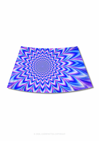 Blue Vortex Optical Illusion Y2K Print Mini Skirt Cherrykitten