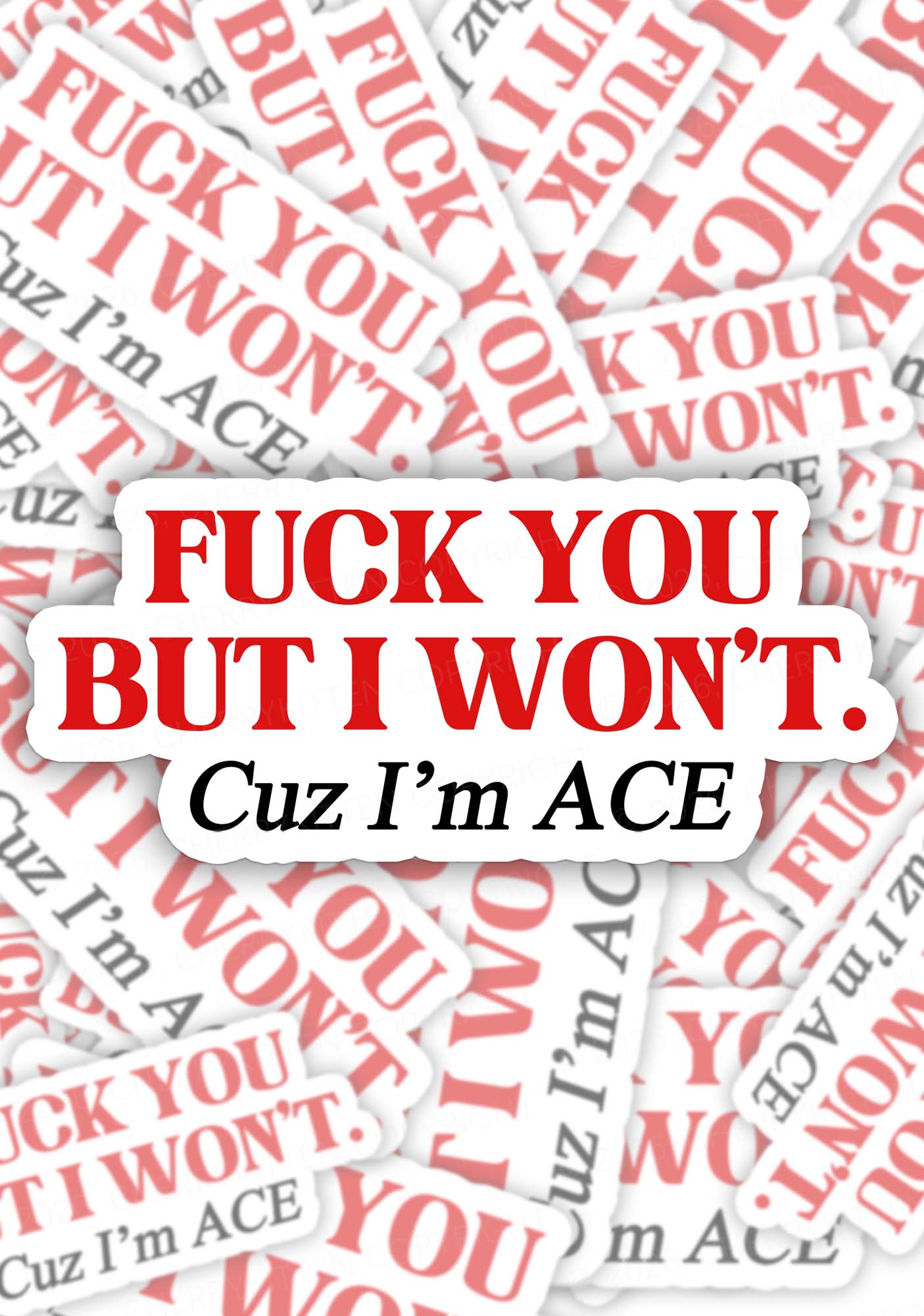 Fxxk You Cuz Im Ace Pride 1pc Y2K Sticker Cherrykitten