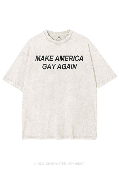 Make America Gay Again Pride Y2K Shirts Washed Tee Cherrykitten