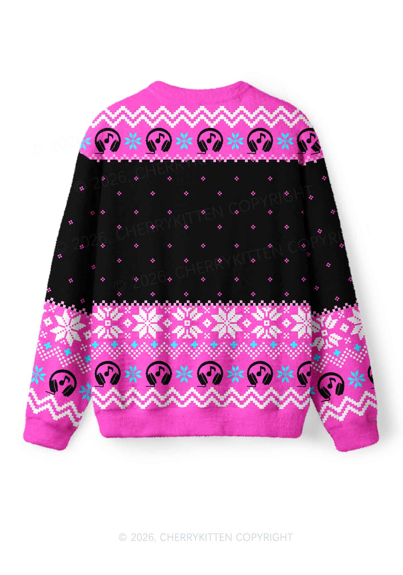 Dont Play Techno Y2K Christmas Knit Sweatshirt Cherrykitten