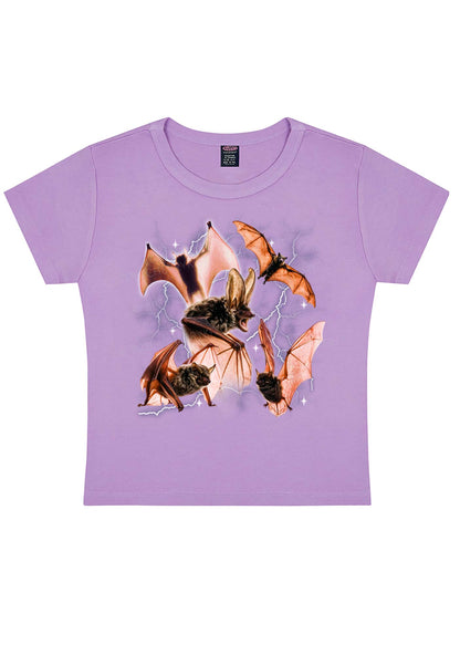 Halloween Bat In Lightning Y2K Baby Tee Cherrykitten