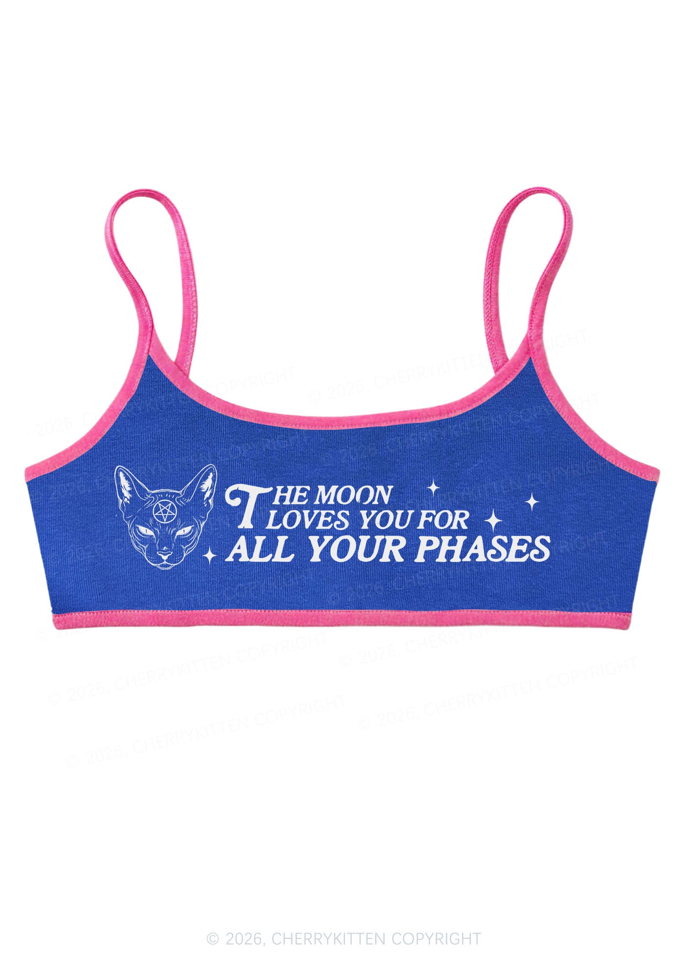 Halloween The Moon Loves You Y2K Super Crop Cami Cherrykitten