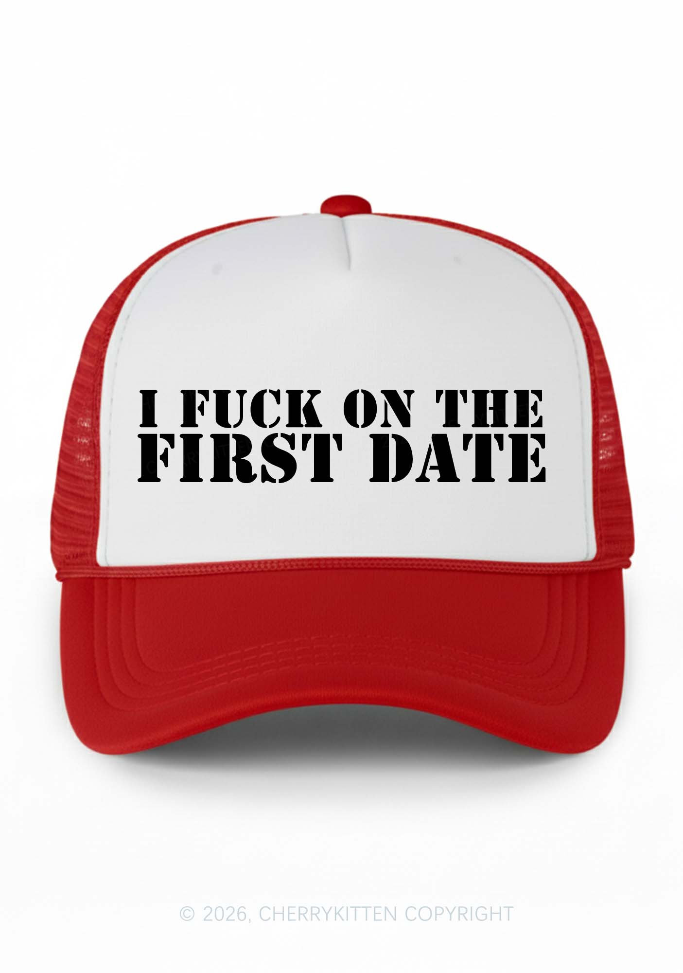 Fxxk On First Date Y2K Colorblock Trucker Hat Cherrykitten