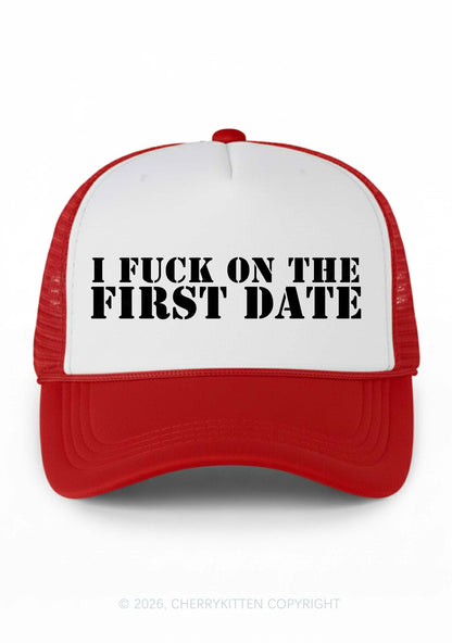 Fxxk On First Date Y2K Colorblock Trucker Hat Cherrykitten