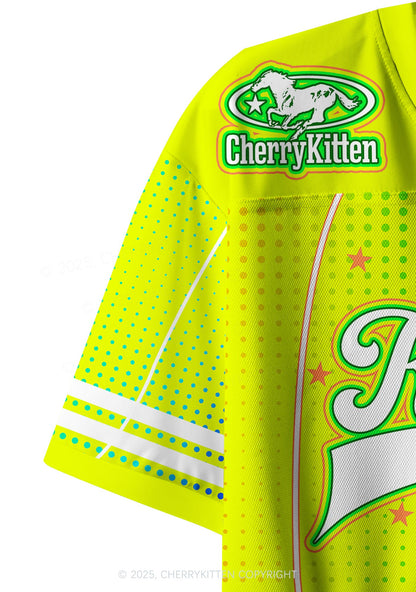 Custom Neon Yellow Ketamxxe Y2K Crop Sport Jersey Shirts Cherrykitten