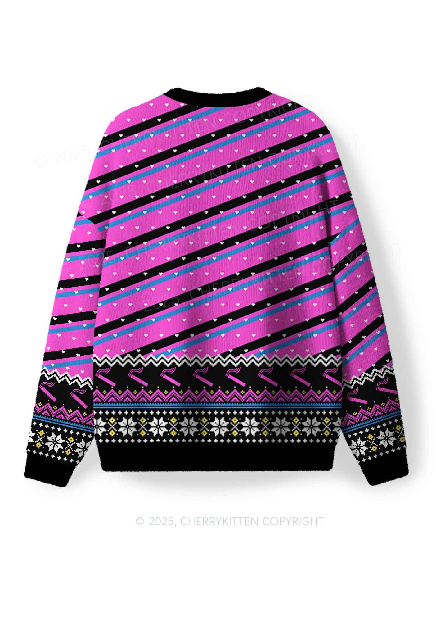 Even Baddies Get Saddies Y2K Christmas Knit Sweatshirt Cherrykitten