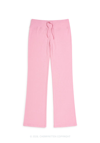 Plain Y2K Low Rise Drawstring Flare Pants Cherrykitten