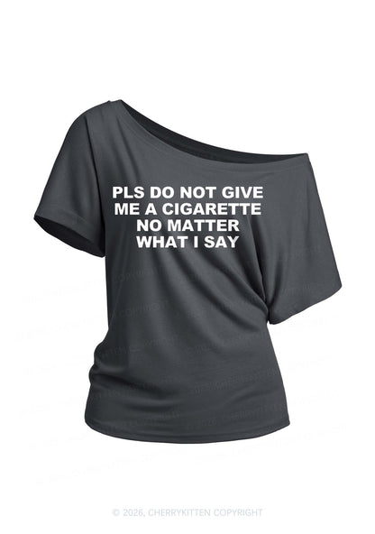 Dont Give Me Cigarette Y2K Off Shoulder Tee Cherrykitten