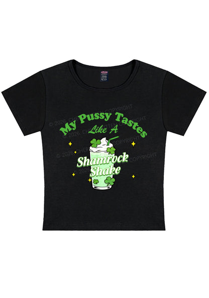 My Puxxy Tastes Like Shamrock Shake St Patricks Y2K Baby Tee Cherrykitten