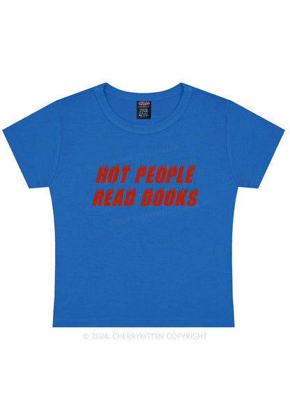 Hot People Read Books Y2K Baby Tee Cherrykitten