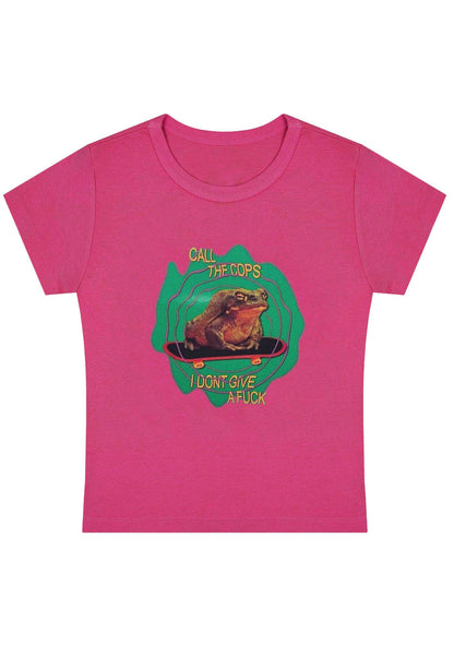 Curvy Call The Cops I Don't Give A Fxxk Baby Tee