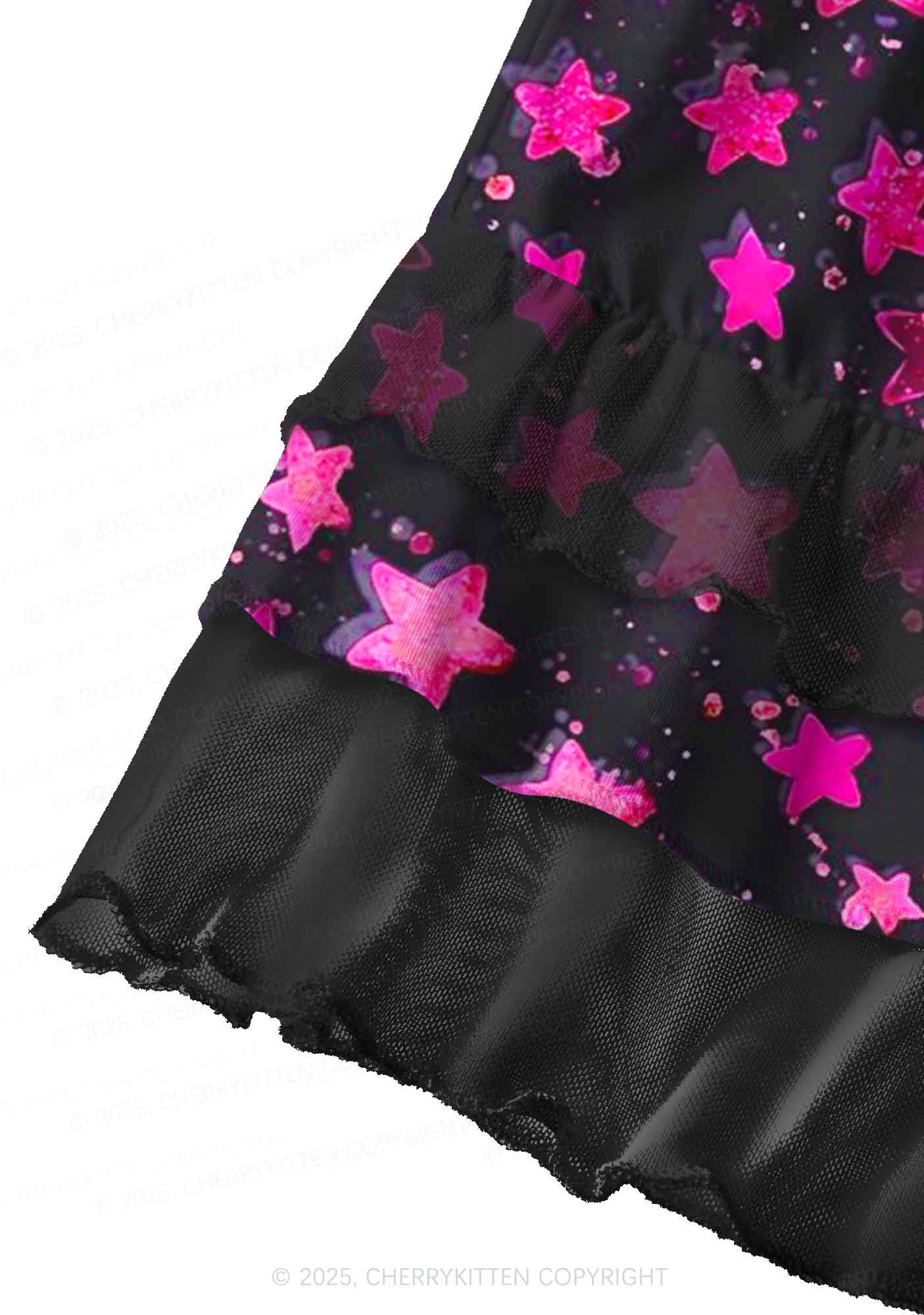 Pink Starry Y2K Print Mini Layered Skirt Cherrykitten