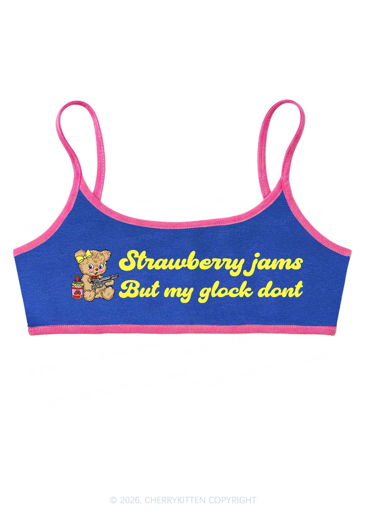 Strawberry Jams Bear Y2K Super Crop Cami Cherrykitten