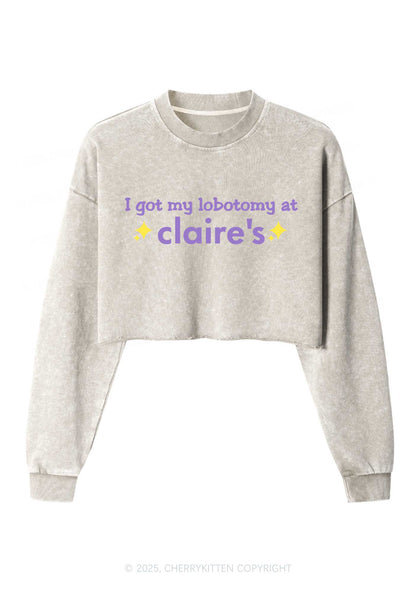 I Got My Lobotomy At Claires Y2K Crop Washed Sweatshirts Cherrykitten