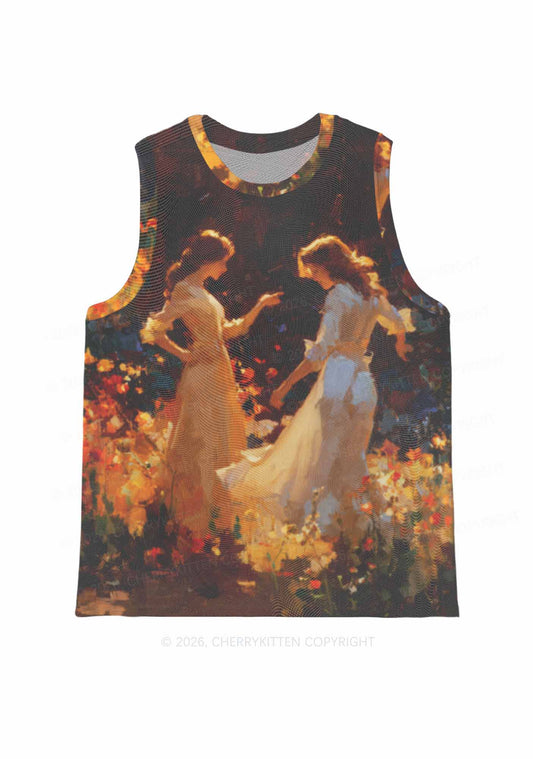 Dancing In Garden Pride Y2K Mesh Muscle Tank Cherrykitten