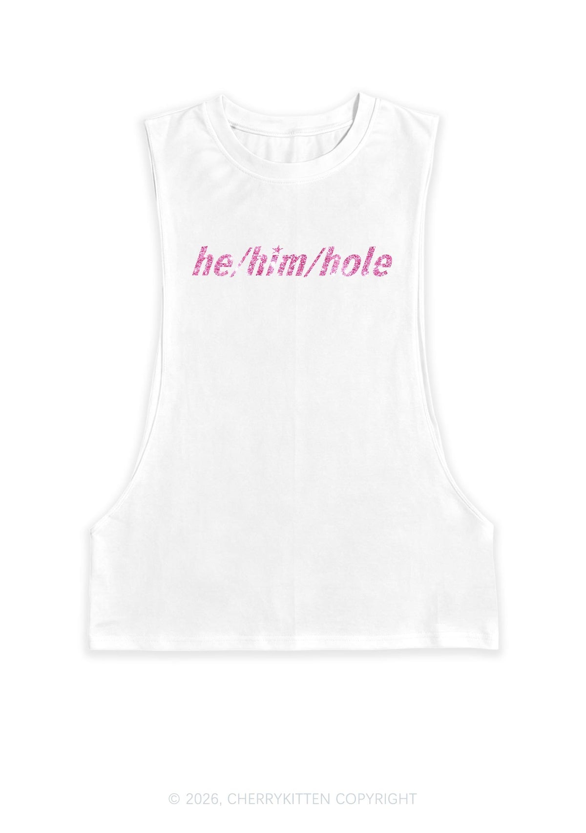 Glitter He Him Hole Pride Y2K Men Muscle Side Cutoff Tank Top Cherrykitten