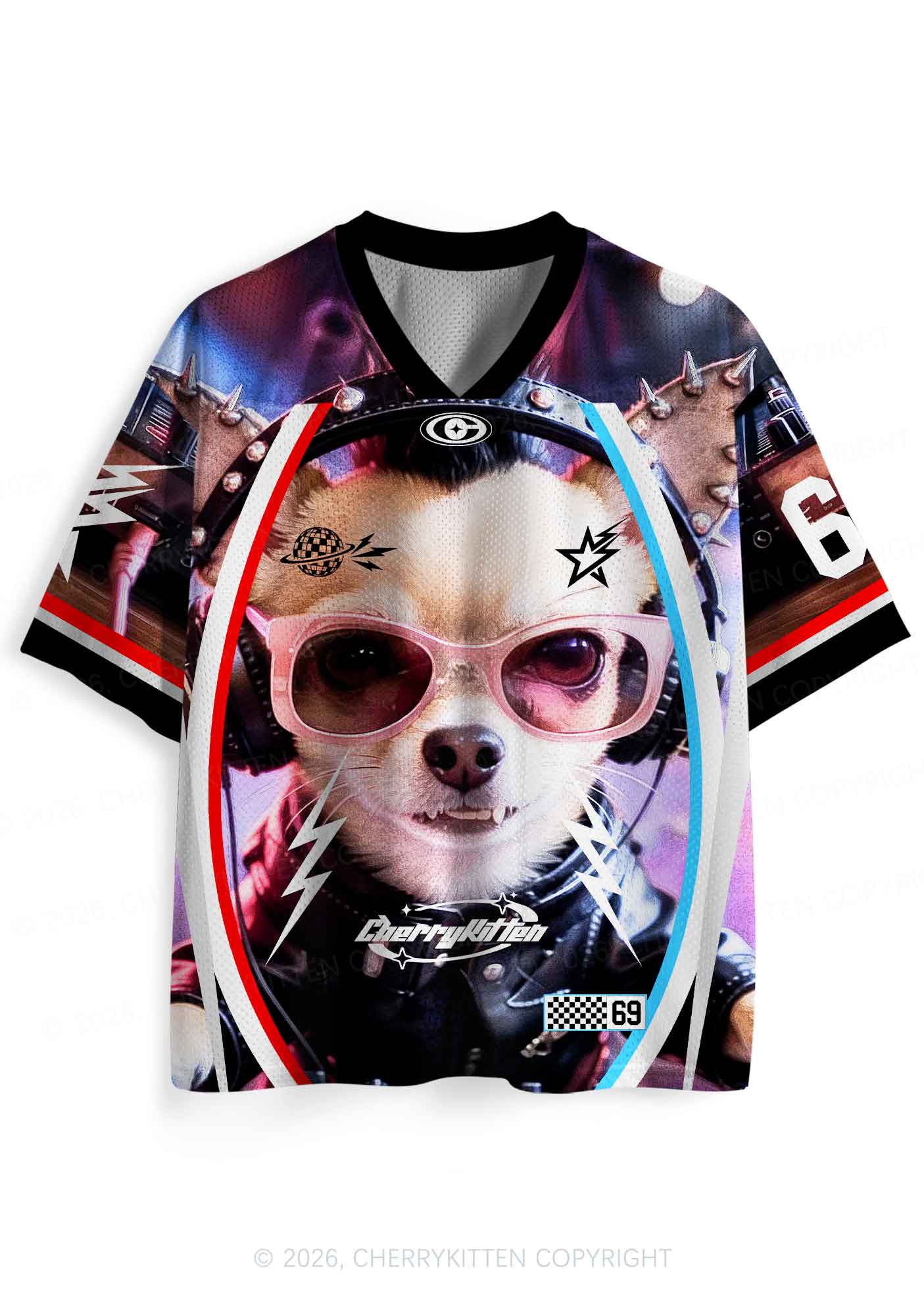 Punk Rock Chihuahua DJ Y2K Sport Jersey Shirts Cherrykitten