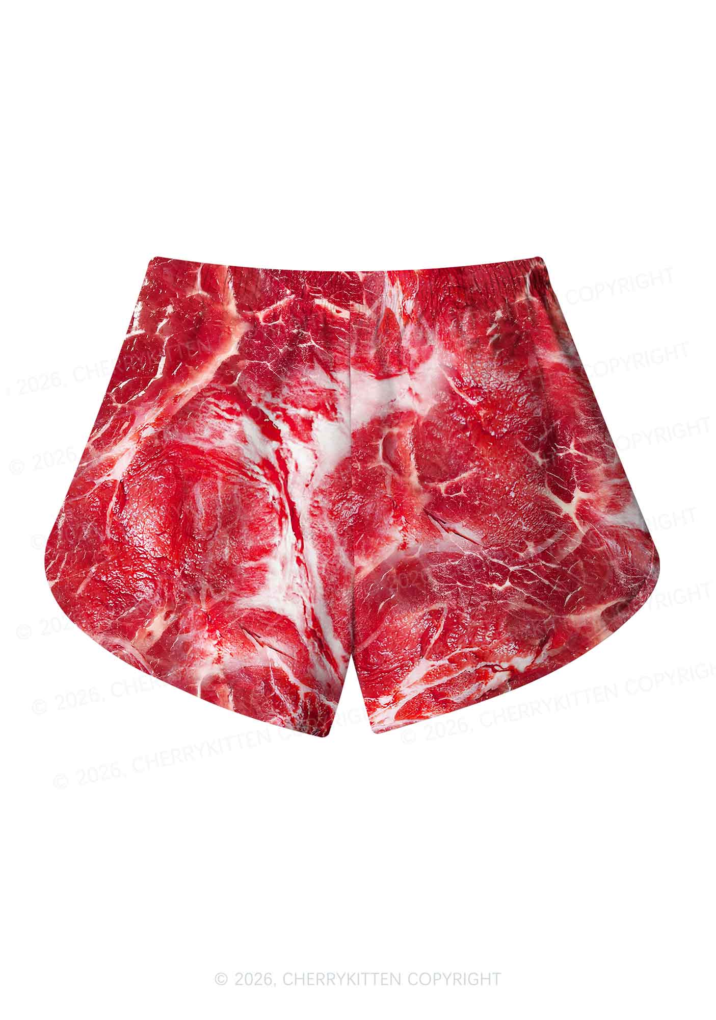 Beef Steak Texture Y2K Print Men Beach Shorts Cherrykitten