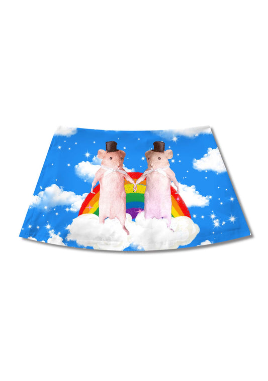 Rainbow Gay Rats Pride Y2K Print Mini Skirt Cherrykitten