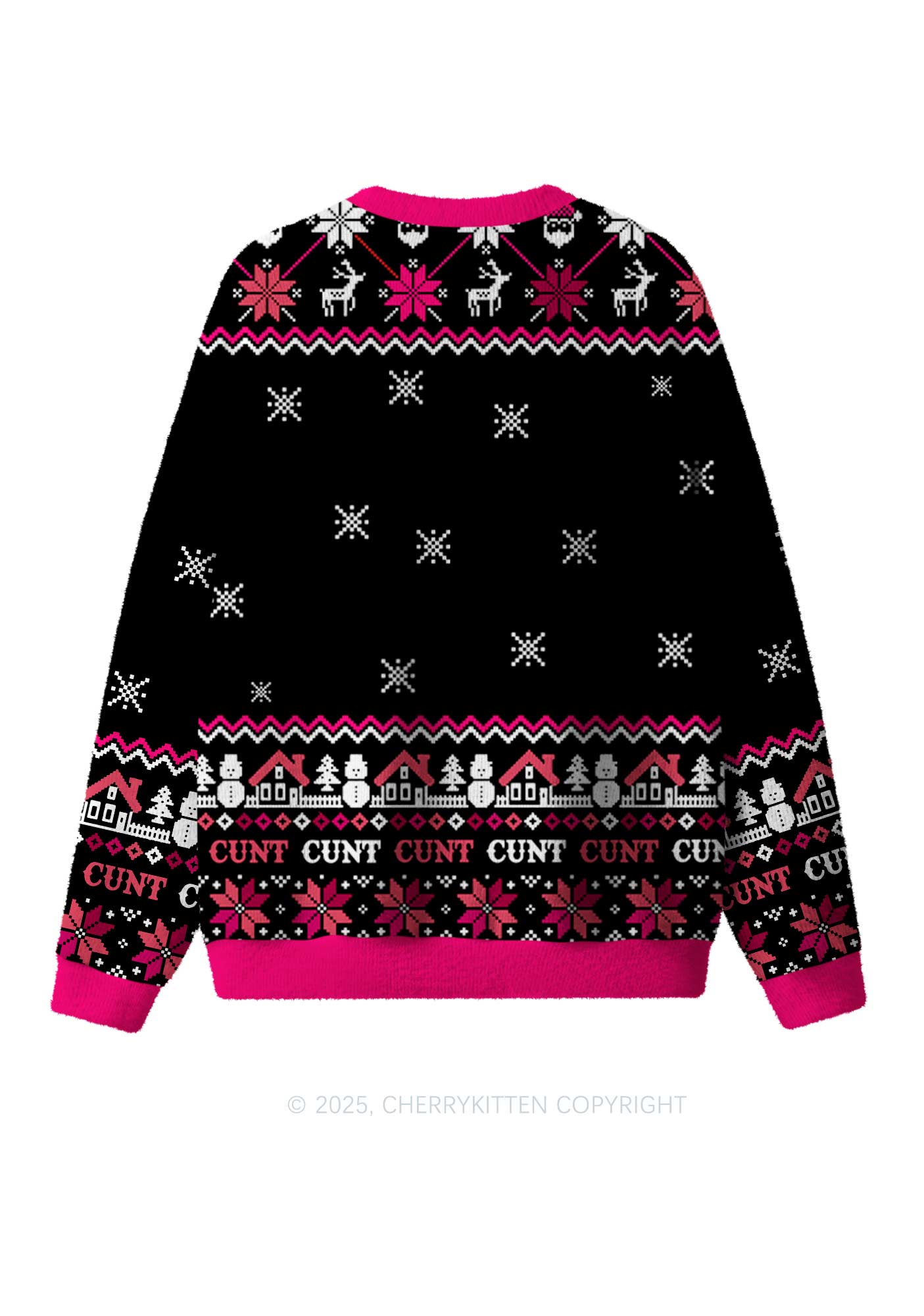 Santa Thinks Youre A Cxxt Y2K Christmas Knit Sweatshirt Cherrykitten