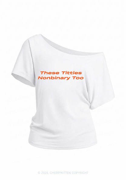 Txtties Nonbinary Too Pride Y2K Off Shoulder Tee Cherrykitten