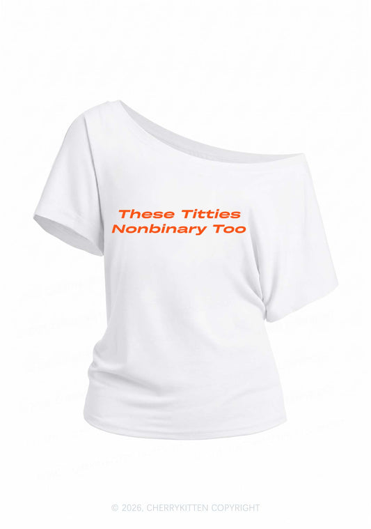 Txtties Nonbinary Too Pride Y2K Off Shoulder Tee Cherrykitten