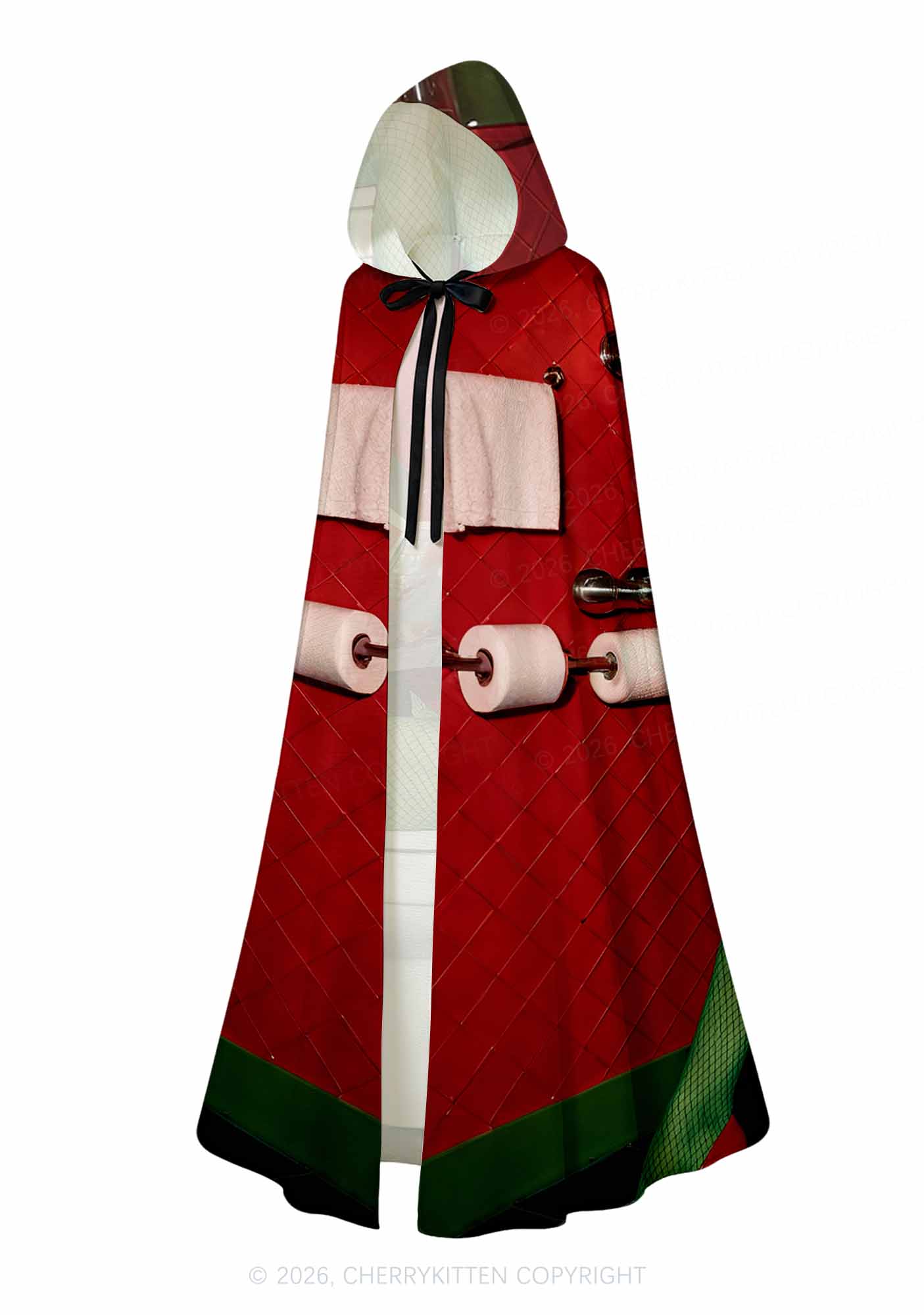 Halloween Alien On Toilet Y2K Print Hooded Cloak Cherrykitten