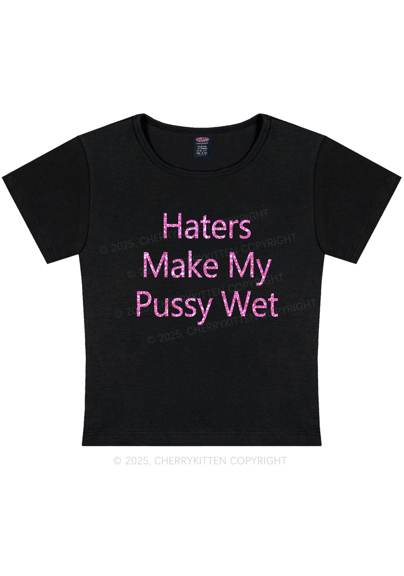 Glitter Haters Make My Puxxy Wet Y2K Baby Tee Cherrykitten
