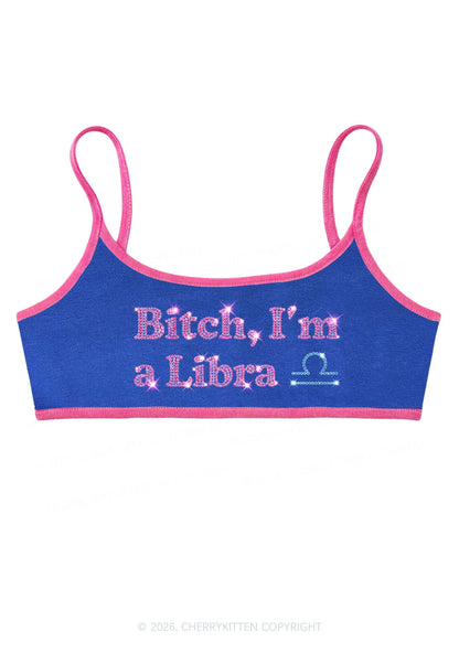 Rhinestone Bxxch Im A Libra Y2K Super Crop Cami Cherrykitten